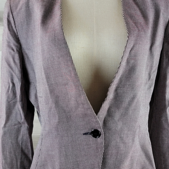 Vintage Saville Red, Black Houndstooth Single Button  Blazer Women's Size 12 USA - Picture 6 of 16
